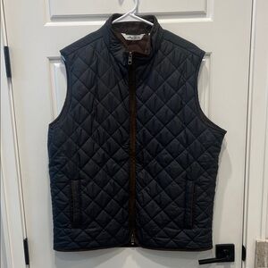Peter Millar Quilted Navy &  Brown Essex Vest